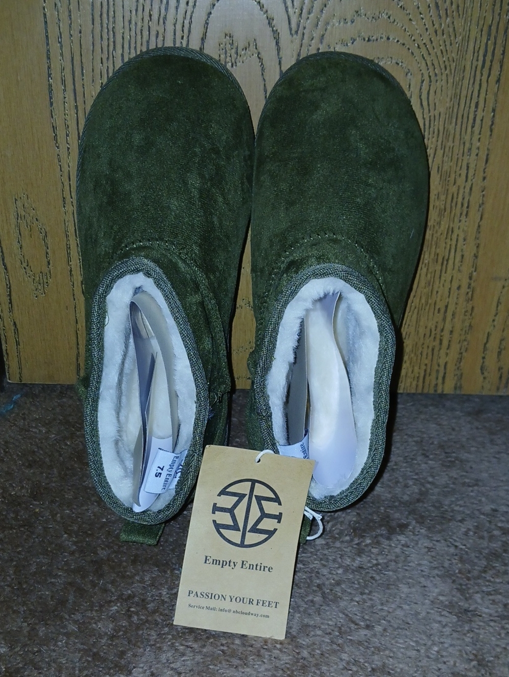 Women's Olive Green Suede Ankle Booties with Plush Lining